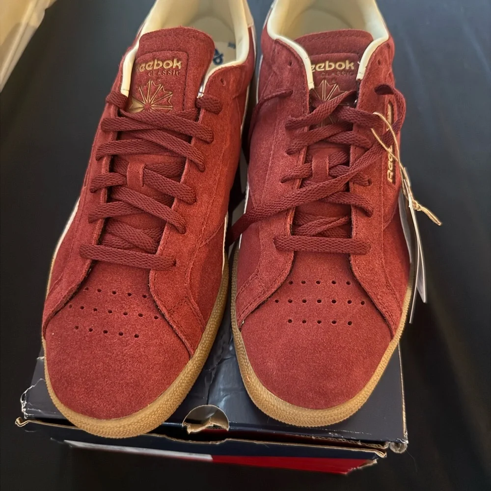 Reebok Men's Club C Grounds UK Sneaker- Red and White Sneakers - Picture 2 of 3